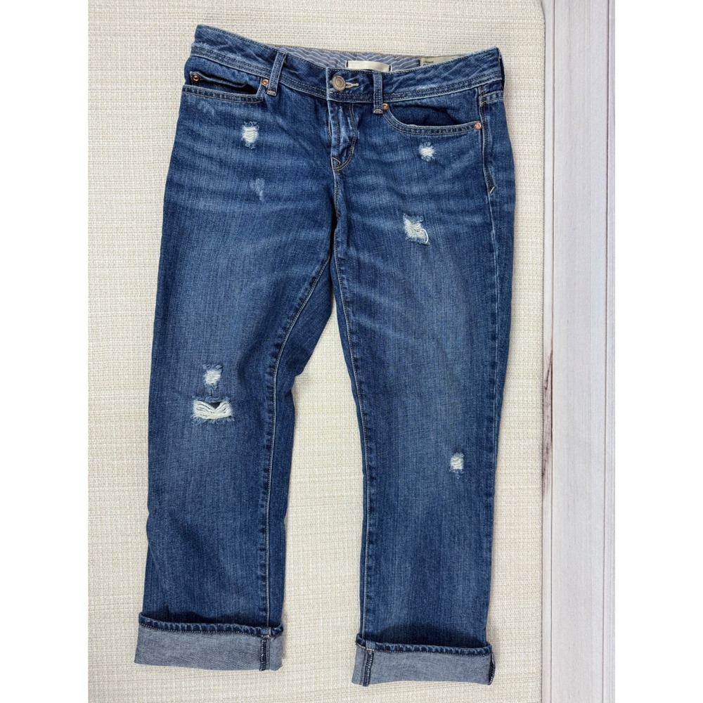 Gap Straight Leg Jeans Women's Distressed Destruction Denim Cuffed 27 / 4‎
